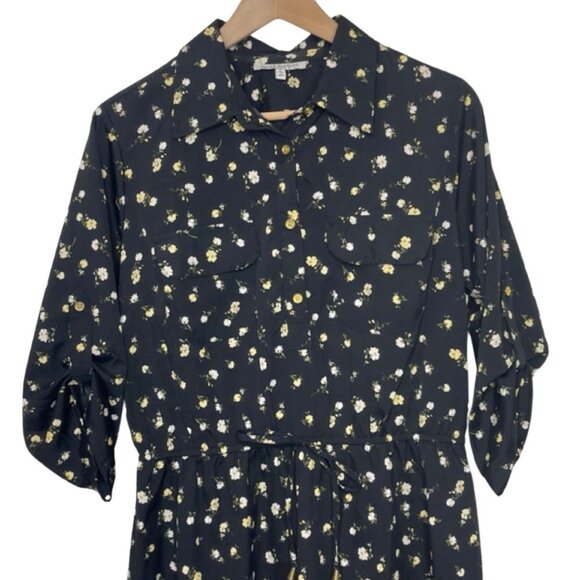 SPEED CONTROL | Women's Black & Yellow Lightweight Floral Shirt Dress | Size L - Picture 2 of 13